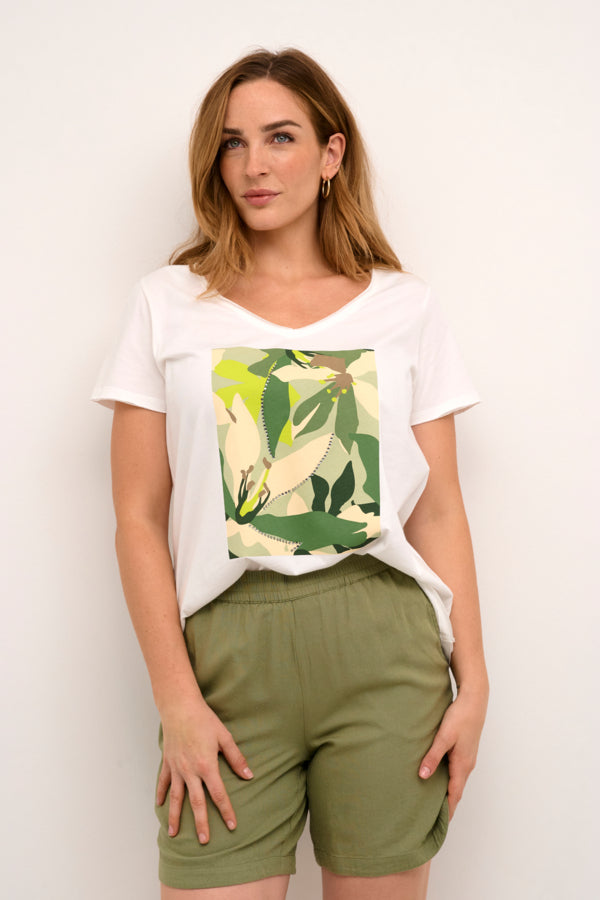 T-shirt Cream 10612577-GREEN-FLOWER