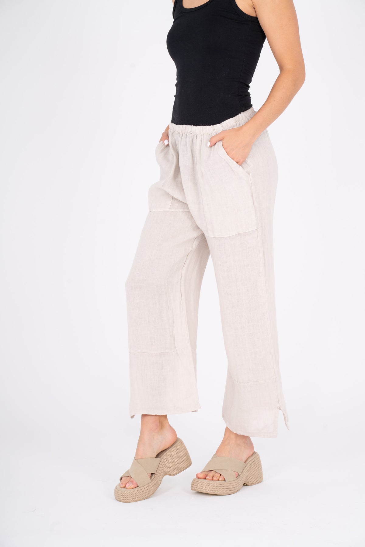 Linen pants M Italy 13/6262-BEIGE
