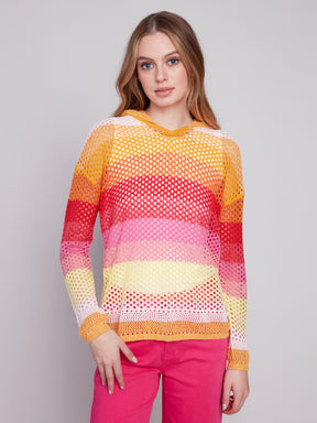 Charlie B mesh sweater C2615P-STRIPE