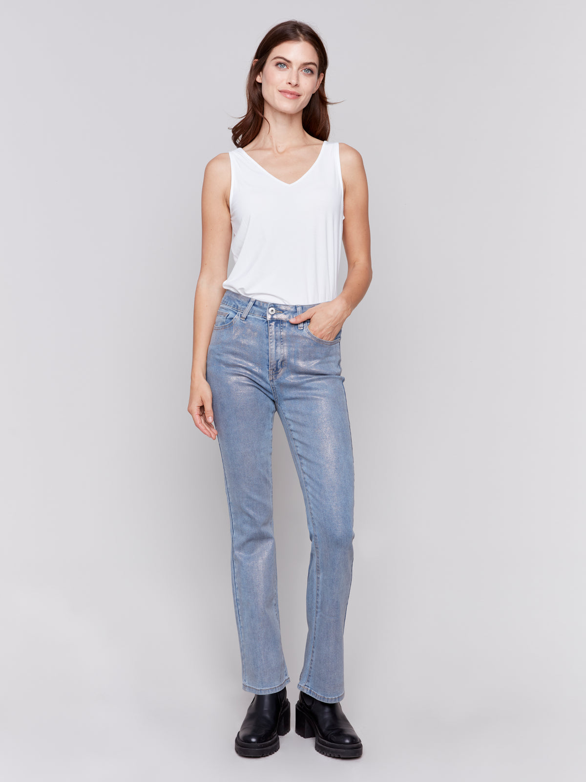 Pantalon Charlie B C5533-BLEU-ARGENT