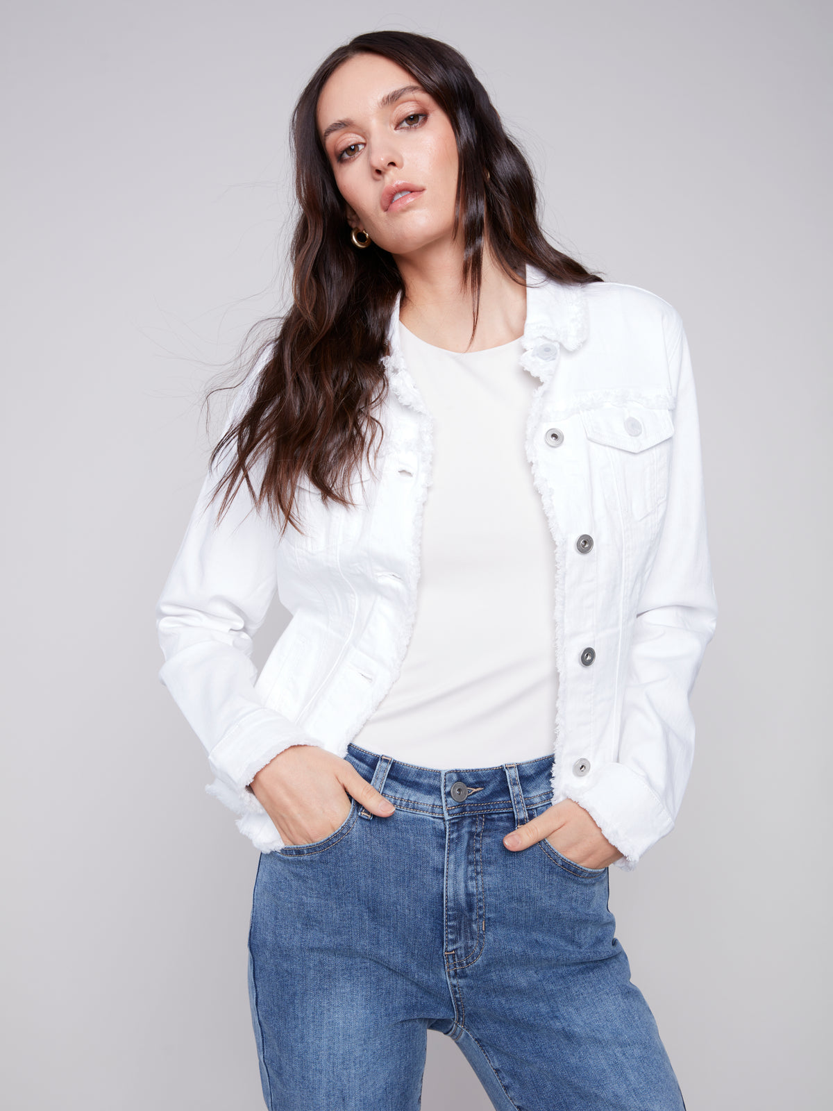 Jeans jacket Charlie B C6233-WHITE