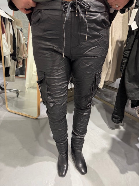 Trousers - Italian Collection - Leather Cargo