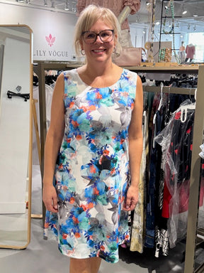 Robe Julia Divina 1015-FLEUR-TURQ-GRIS