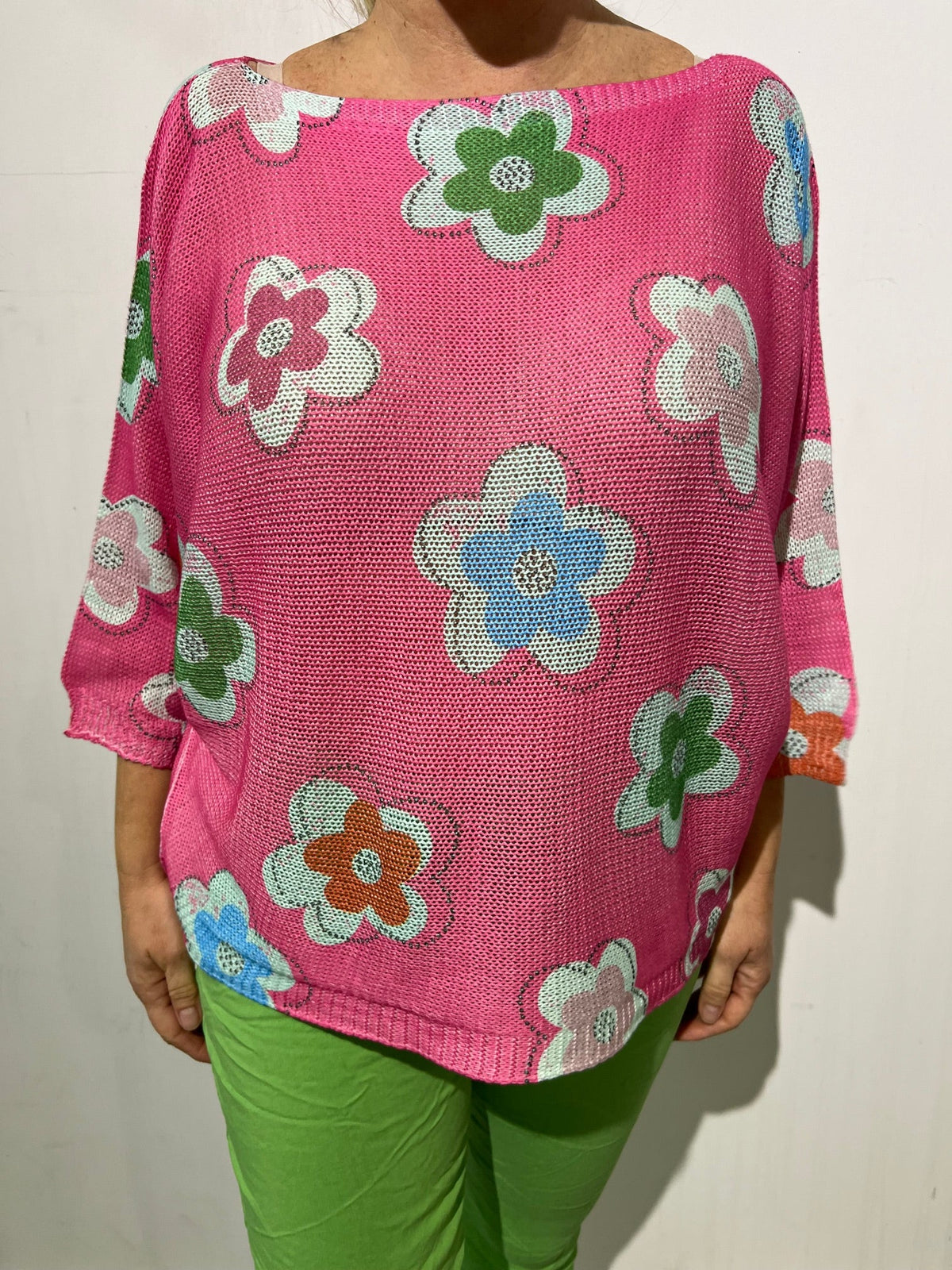 Italian Collection Sweater 1930-PINK-FLOWER