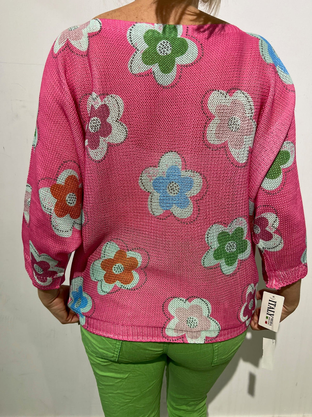 Italian Collection Sweater 1930-PINK-FLOWER