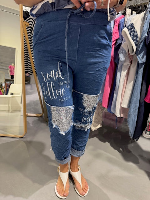 Jeans - Collection Italienne - Genoux Pailettes